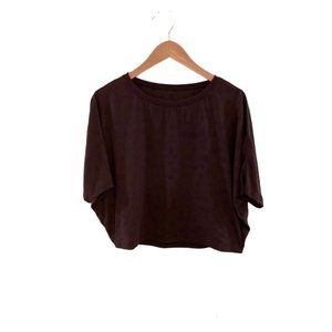 LULULEMON Go Om Short Sleeve Tee- Mini Ghost Weave Burnout Black Cherry